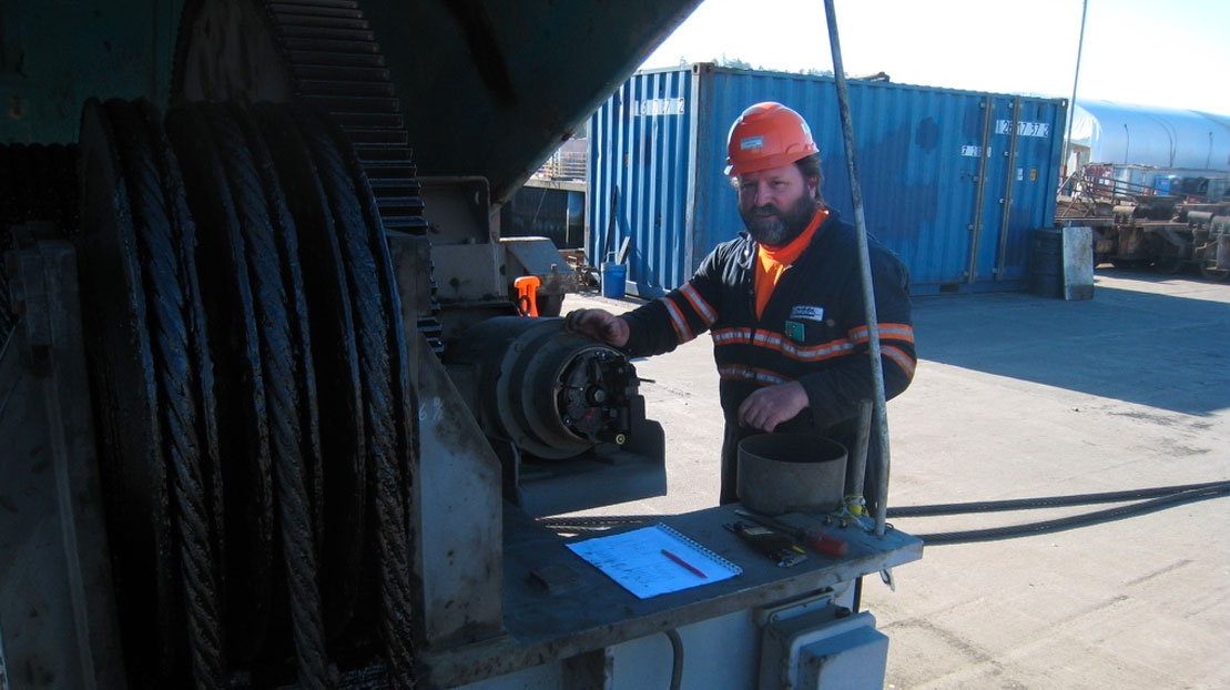 Pearlson field engineer performing an inspection visit on a shiplift installation